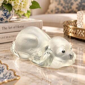 RARE Viking Glass Cocker Spaniel Frosted Satin Crystal Puppy Paperweight